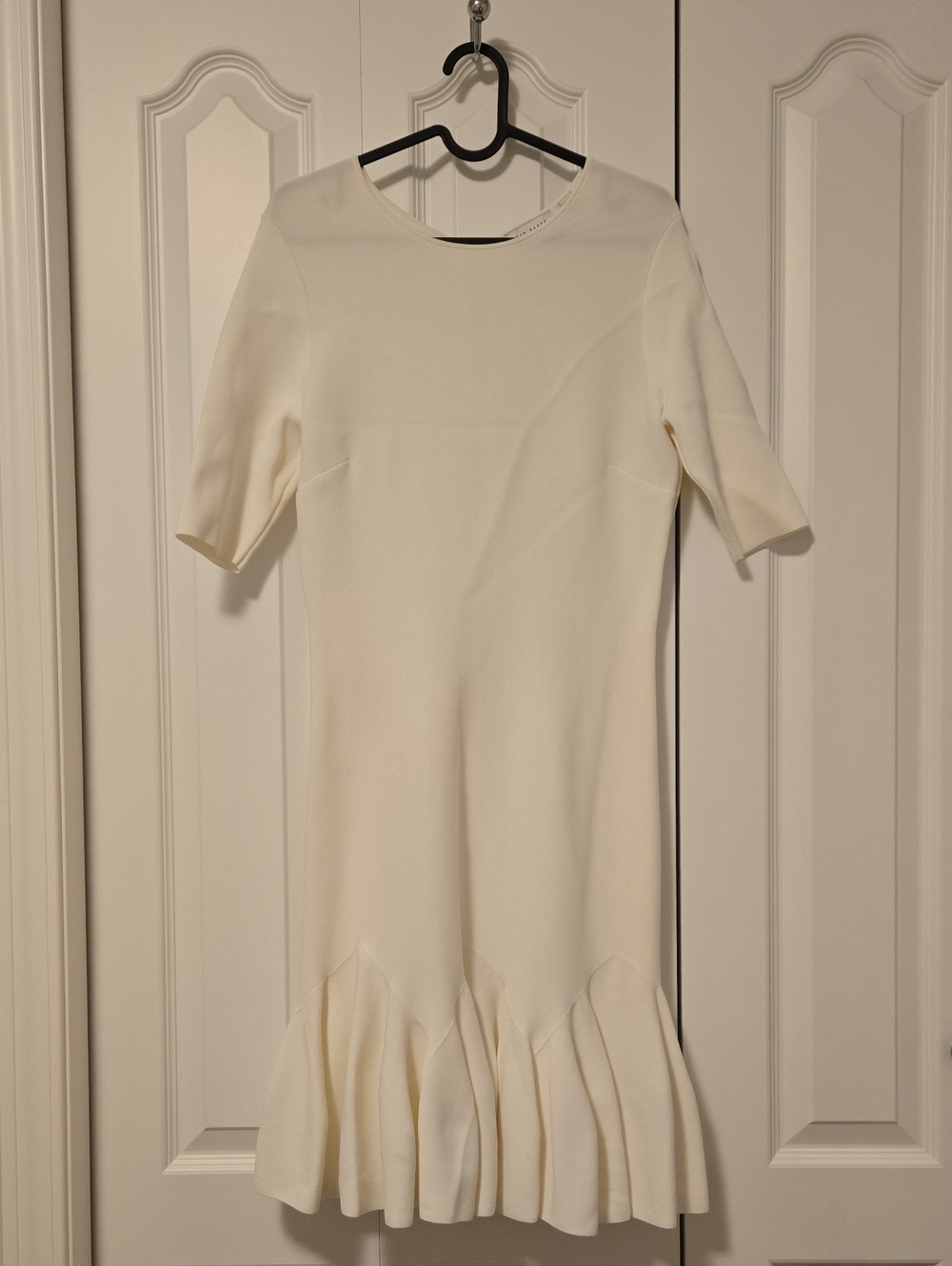 Ted Baker London Women's Cream Short-Sleeve Ruffle-Hem Dress